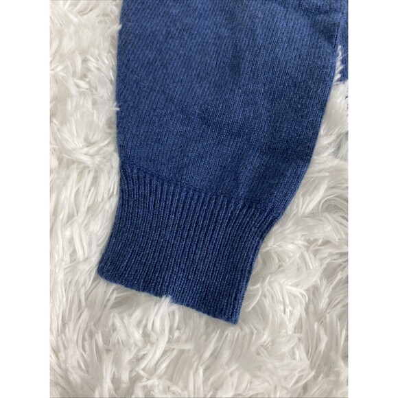 Men's Sweater 100% Pure Cashmere Size L Blue Crew Neck Luxury Long Sleeves - Picture 4 of 11